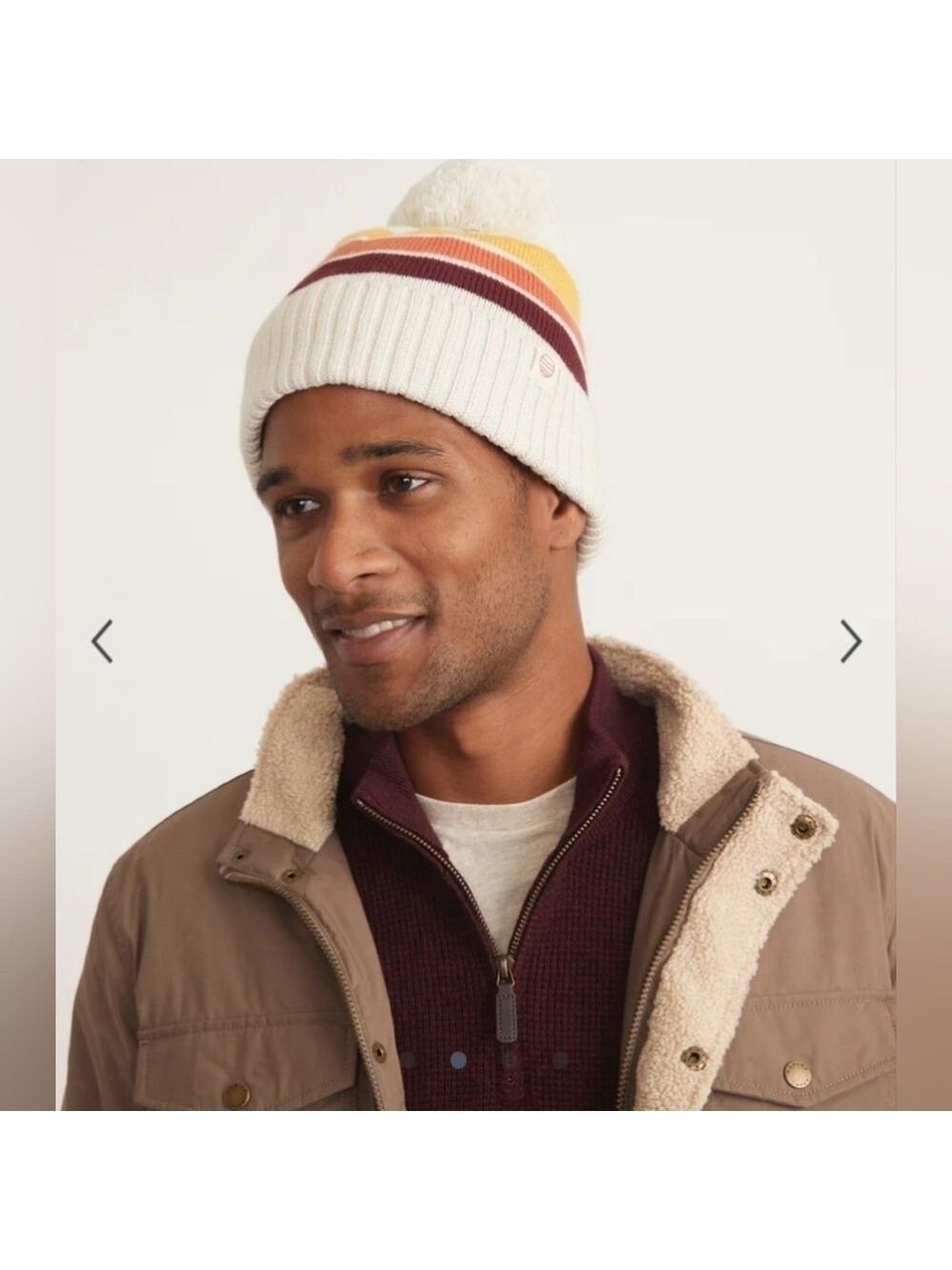 Marine Layer Sunset Stripe Pom Beanie